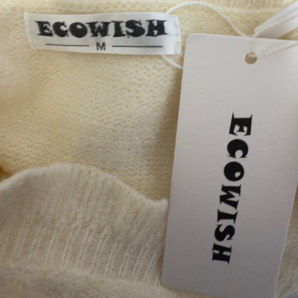 Ecowish Women’s sz. Medium cream popover sweater embellished buttons,  #4308 - Picture 7 of 8